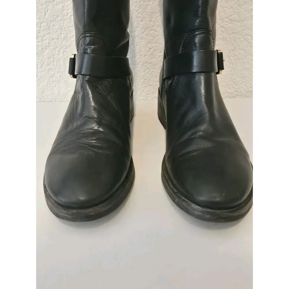 Tory Burch Bennie Moto Black Leather Boots Women’s Size 10M